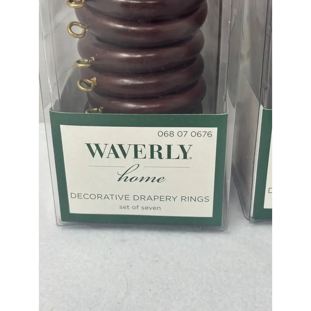 Lot of 2 Waverly Home Small Decorative Drapery‎ Curtain Ring Set of 14 Brown